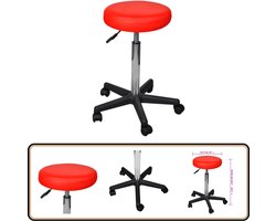 vidaXL Kantoorkruk Rood - Verstelbaar en Comfortabel Kantoorstoel - Bureakruk - Rode Stoel - Kunstlederen Stoel - Ergonomische Stoel