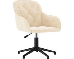 vidaXL - Kantoorstoel - draaibaar - fluweel - crèmekleurig