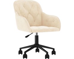 vidaXL - Kantoorstoel - draaibaar - fluweel - crèmekleurig