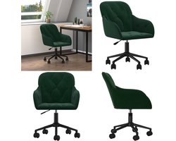 vidaXL Kantoorstoel draaibaar fluweel donkergroen - Bureaustoel - Bureaustoelen - Stoel - Kantoorstoel