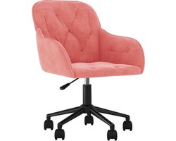 vidaXL - Kantoorstoel - draaibaar - fluweel - roze