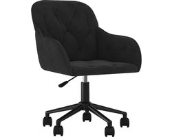 vidaXL - Kantoorstoel - draaibaar - fluweel - zwart