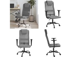 vidaXL Kantoorstoel verstelbare hoogte mesh en kunstleer grijs - Bureaustoel - Bureaustoelen - Kantoorstoel - Kantoor Stoel