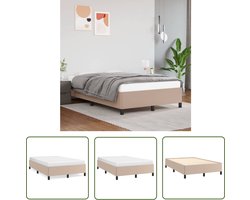 vidaXL Kapstok - Bed Frame - Bedframe kunstleer cappuccinokleurig 120x200 cm - Houten Bed - Bruine Bed - Tweepersoons Bed