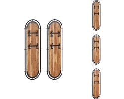 vidaXL Kapstok - Kapstokken - Kledingrek - Kleerhanger Rek - Wandkapstokken 2 st met 4 haken massief acaciahout