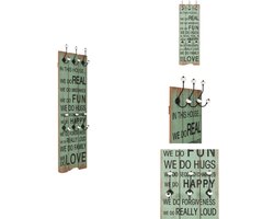 vidaXL Kapstok - Kapstokken - Muurkapstok - Muurkapstokken - Wandkapstok met 6 haken HAPPY LOVE 120x40 cm