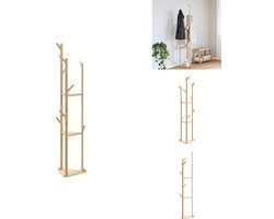 vidaXL - Kapstok - met - haken - en - schappen - 39x33x166 - cm - bamboe