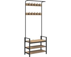 vidaXL - Kapstok - met - plank - Artisan - Eiken - 75 - x - 34 - x - 184 - cm - Bewerkt - hout