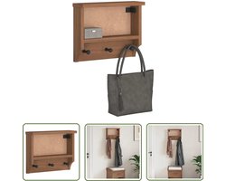 vidaXL Kapstok - Wandkapstok - Wandkapstok SANDNES 45x12x35 cm massief grenenhout - Grenoblehouten Kapstok - Houten Kapstok - Decoratieve Kapstok