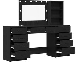 vidaXL - Kaptafel - 3 - st - Zwart - Eiken - 78,5 - x - 41 - x - 135 - cm - Bewerkt - hout