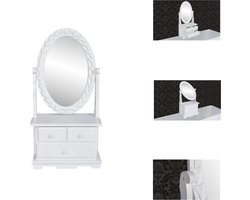 vidaXL Kaptafel - Kaptafels - Kap Tafel - Kap Tafels - Kaptafel met draaiende ovale spiegel MDF
