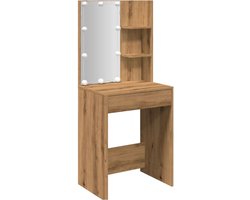 vidaXL Kaptafel - Kaptafels - Kap Tafel - Make-up Tafel - Kaptafel met LED-verlichting 60x40x140 cm artisanaal eikenkleur