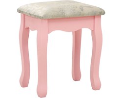 vidaXL Kaptafel - Kaptafels - Make-up Tafel - Make-up Tafels - Kaptafelset met kruk 50x59x136 cm paulowniahout roze