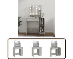vidaXL Kaptafel - LED Verlichting - 86,5x35x136 cm - Grijs Kaptafel - Make-upttafel - Led Verlichting - Badkamer Meubel - Beton Grijs