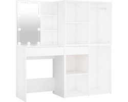 vidaXL - Kaptafel - met - 2 - kastjes - en - LED's - bewerkt - hout - wit