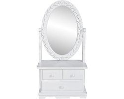 vidaXL - Kaptafel - met - draaiende - ovale - spiegel - MDF