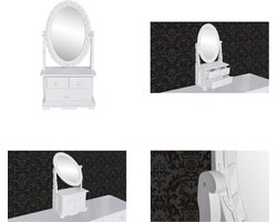 vidaXL Kaptafel met draaiende ovale spiegel MDF - Kaptafel - Kaptafels - Kap Tafel - Kap Tafels