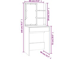 vidaXL - Kaptafel - met - kastje - en - LED's - bewerkt - hout - betongrijs
