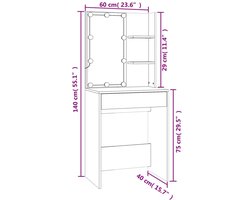 vidaXL - Kaptafel - met - kastje - en - LED's - bewerkt - hout - sonoma - eikenkleurig