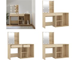 vidaXL Kaptafel met kastje en LED's bewerkt hout sonoma eikenkleurig - Kaptafel - Kaptafels - Kap Tafel - Make-up Tafel