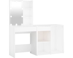 vidaXL - Kaptafel - met - kastje - en - LED's - bewerkt - hout - wit