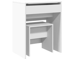 vidaXL Kaptafel met Krukje - Wit - 60x40x113,5 cm Kaptafel - Make-up Tafel - Dressing Table - Make-up Stoel - Badkamermeubilair