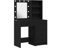 vidaXL - Kaptafel - met - lade - 2 - pcs - Zwart - 50 - x - 41 - x - 135 - cm - Bewerkt - hout