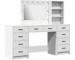 vidaXL - Kaptafel - met - lade - 3 - pcs - Wit - 40 - x - 41 - x - 135 - cm - Bewerkt - hout