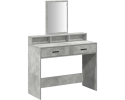 vidaXL - Kaptafel - met - lade - Beton - Grijs - 100 - x - 41 - x - 140 - cm - Bewerkt - hout