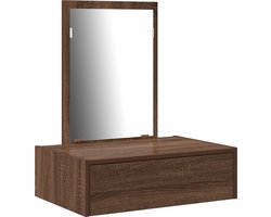 vidaXL - Kaptafel - met - lade - met - opslag - Bruin - 60 - x - 40 - x - 70 - cm - Bewerkt - hout