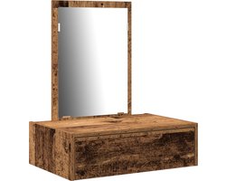 vidaXL - Kaptafel - met - lade - met - opslag - Bruin - 60 - x - 40 - x - 70 - cm - Bewerkt - hout