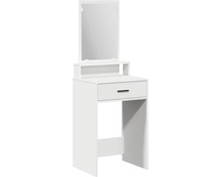 vidaXL - Kaptafel - met - lade - met - plank - Wit - 50 - x - 41 - x - 140 - cm - Bewerkt - hout