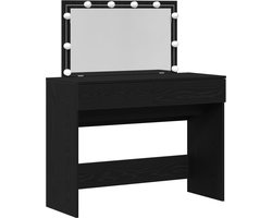 vidaXL - Kaptafel - met - lade - Zwart - eiken - 100 - x - 40 - x - 120 - cm - Bewerkt - hout