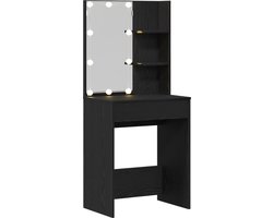 vidaXL - Kaptafel - met - lade - Zwart - eiken - 60 - x - 40 - x - 140 - cm - Bewerkt - hout