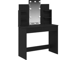 vidaXL - Kaptafel - met - lade - Zwart - eiken - 96 - x - 40 - x - 142 - cm - Bewerkt - hout