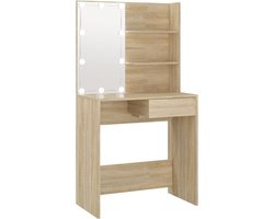vidaXL - Kaptafel - met - LED - 74,5x40x141 - cm - bewerkt - hout - sonoma - eikenkleur