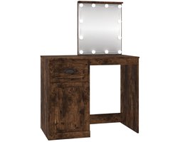 vidaXL - Kaptafel - met - LED - 90x50x132,5 - cm - bewerkt - hout - gerookt - eikenkleur