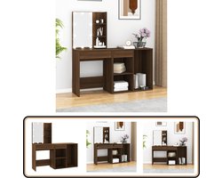 vidaXL Kaptafel met LED - Bruin Eiken - Stijlvol Design Kaptafel - Dressingtafel - Makeup Tafel - Led Verlichting - Houten Kaptafel