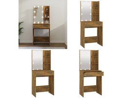 vidaXL - Kaptafel - met - LED-verlichting - 60x40x140 - cm - gerookt - eikenkleur