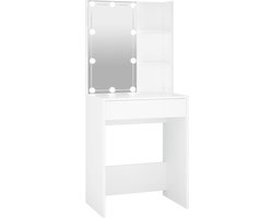 vidaXL - Kaptafel - met - LED-verlichting - 60x40x140 - cm - wit