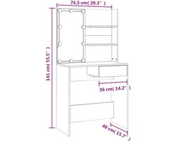 vidaXL - Kaptafel - met - LED-verlichting - 74,5x40x141 - cm - zwart