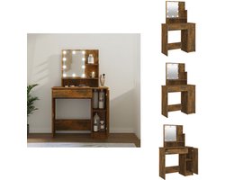 vidaXL - Kaptafel - met - LED-verlichting - 86,5x35x136 - cm - gerookt - eikenkleur