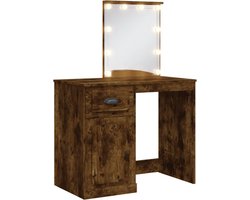 vidaXL - Kaptafel - met - LED-verlichting - 90x42x132,5 - cm - gerookt - eikenkleur