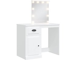 vidaXL - Kaptafel - met - LED-verlichting - 90x42x132,5 - cm - wit
