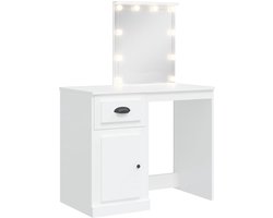 vidaXL Kaptafel met LED-verlichting 90x42x132,5 cm wit - Kaptafel - Kaptafels - Make Up Tafel - Makeuptafel
