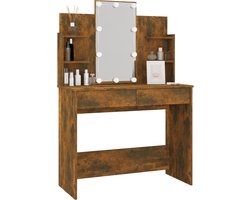 vidaXL - Kaptafel - met - LED-verlichting - 96x40x142 - cm - gerookt - eikenkleur