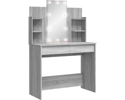 vidaXL - Kaptafel - met - LED-verlichting - 96x40x142 - cm - grijs - sonoma