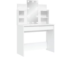 vidaXL - Kaptafel - met - LED-verlichting - 96x40x142 - cm - wit