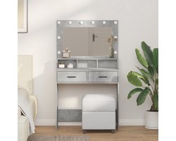 vidaXL - Kaptafel - met - LED-verlichting - - - Betonnen - Grijs - - - 79x41x135 - cm