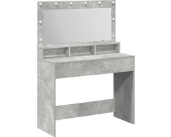 vidaXL - Kaptafel - met - plank - Beton - Grijs - 100 - x - 41 - x - 135 - cm - Bewerkt - hout